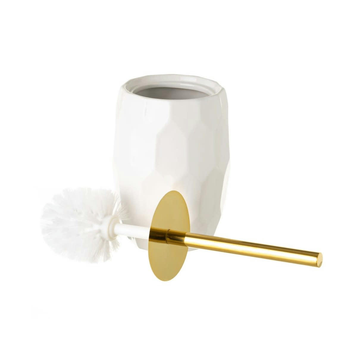 - Brosse WC céramique blanc et or