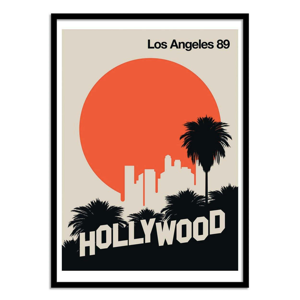 BO LUNDBERG - LOS ANGELES 89 - Affiche d'art avec Cadre bois noir - 30 x 40 cm