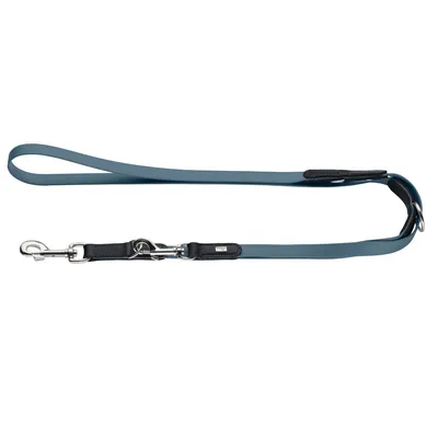 HUNTER Adjustable Lead Wolmar - BioThane® x Leather - Blue-Grey/Black