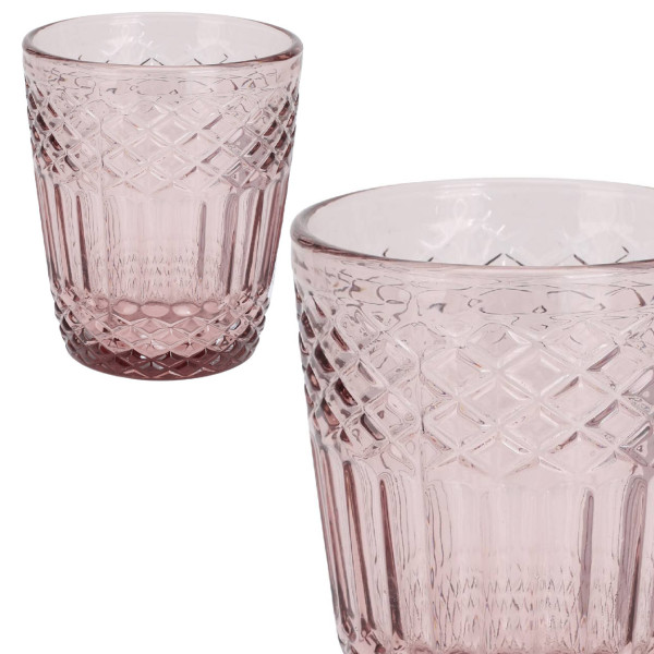 Szklanka do napojów 300 ml różowa z wzorem