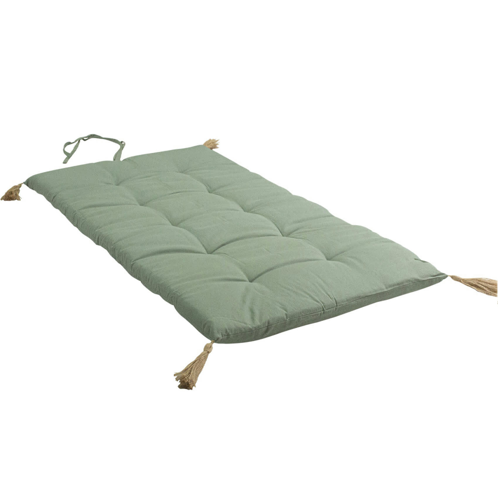 PANAMA - Futon coloré avec 4 pompons en jute polyester/coton taupe 60x120 cm