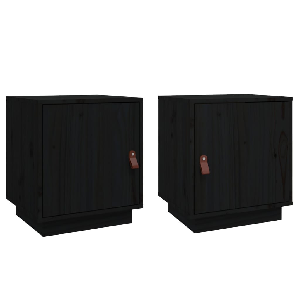 2x Szafka Nocna Stolik Komoda Czarna z Drzwiami Do Sypialni 40x34x45 cm