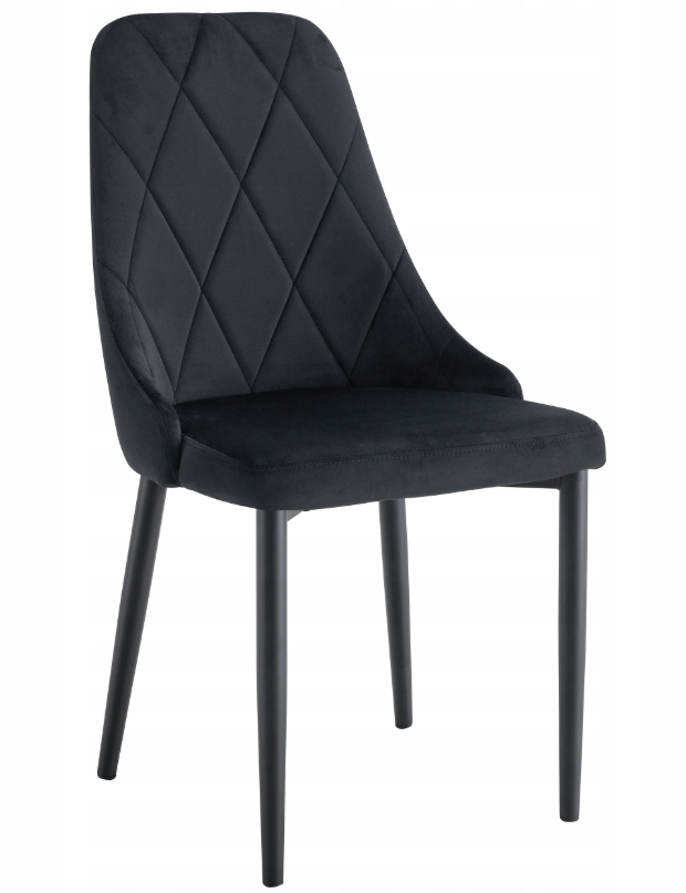 Krzesło tapicerowane salon welurowe stylowe glamour Eva KT201 czarne