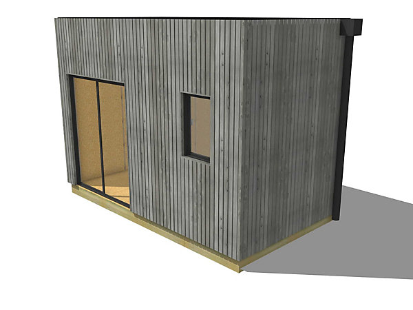 Bureau de jardin 4 saisons en bois 4,4 x 2,4 x 3,2 m / isolation RE2020 avec plancher isolé / menuiseries alu k-line