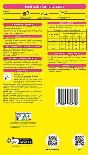 Joint extra large terrasse beige crème 25kg Weber