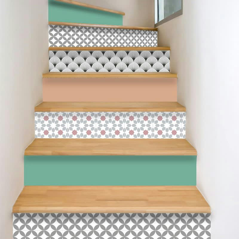 MIX SWEET BLANDNING - Lot de 5 Contremarches H 18xL100cm Multicolore Scandinave Graphique