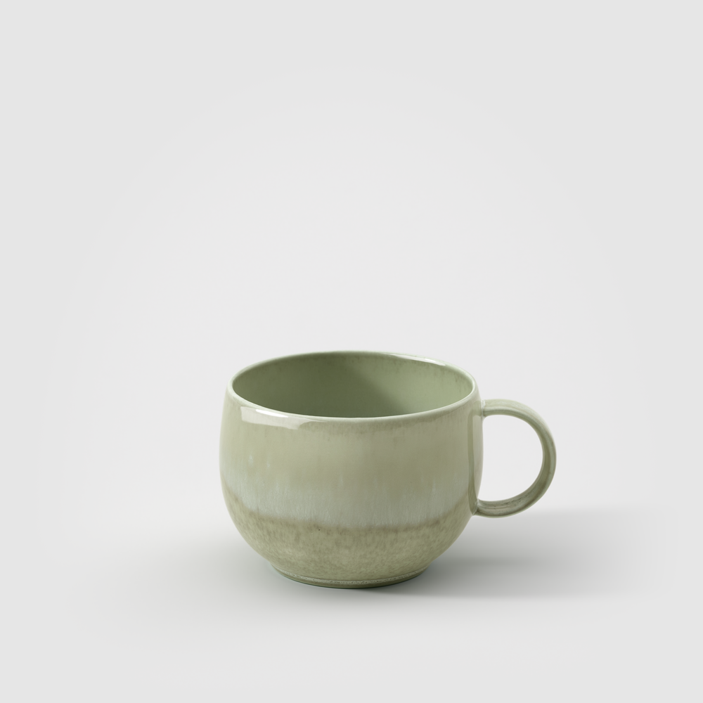 Perlemor Coffee cup - Green, 6.5 oz, Premium Porcelain