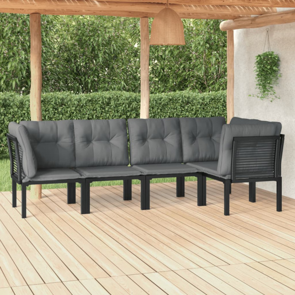 Zestaw wypoczynkowy do ogrodu Czarny Stal 3x hjørne   2x sofa środkowa
