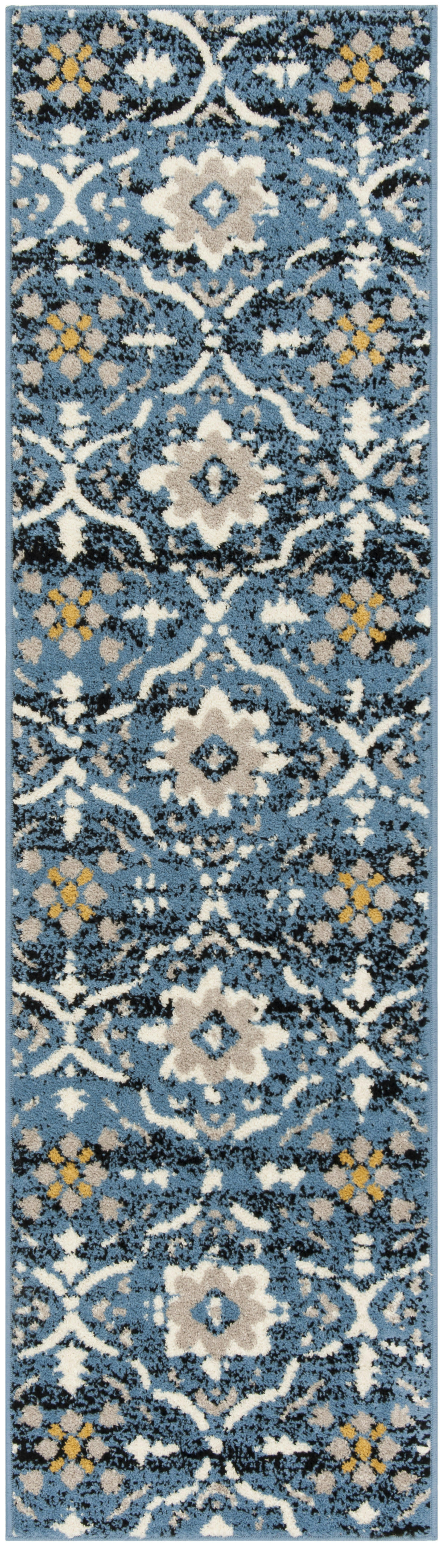 AMSTERDAM - Tapis de salon interieur en bleu & crème, 69 x 244 cm