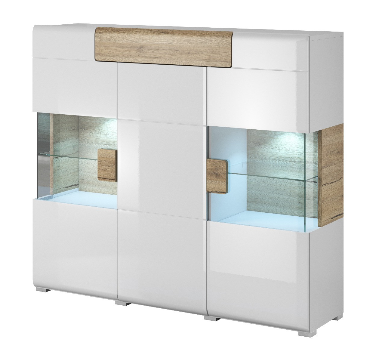 Komoda wysoka TOLEDO 3D1S 147 biała połysk/dąb san remo