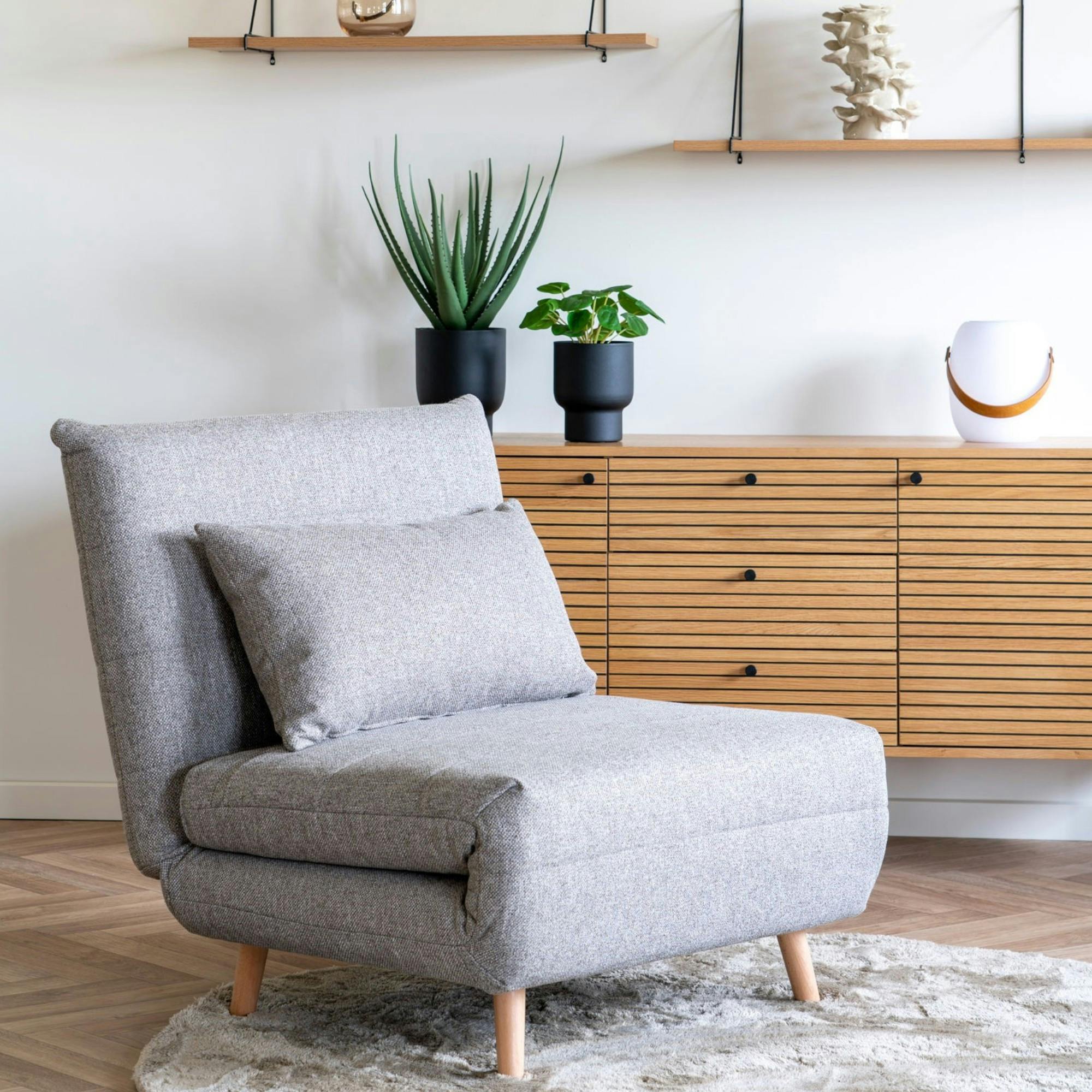 Fauteuil convertible gris BERLIN