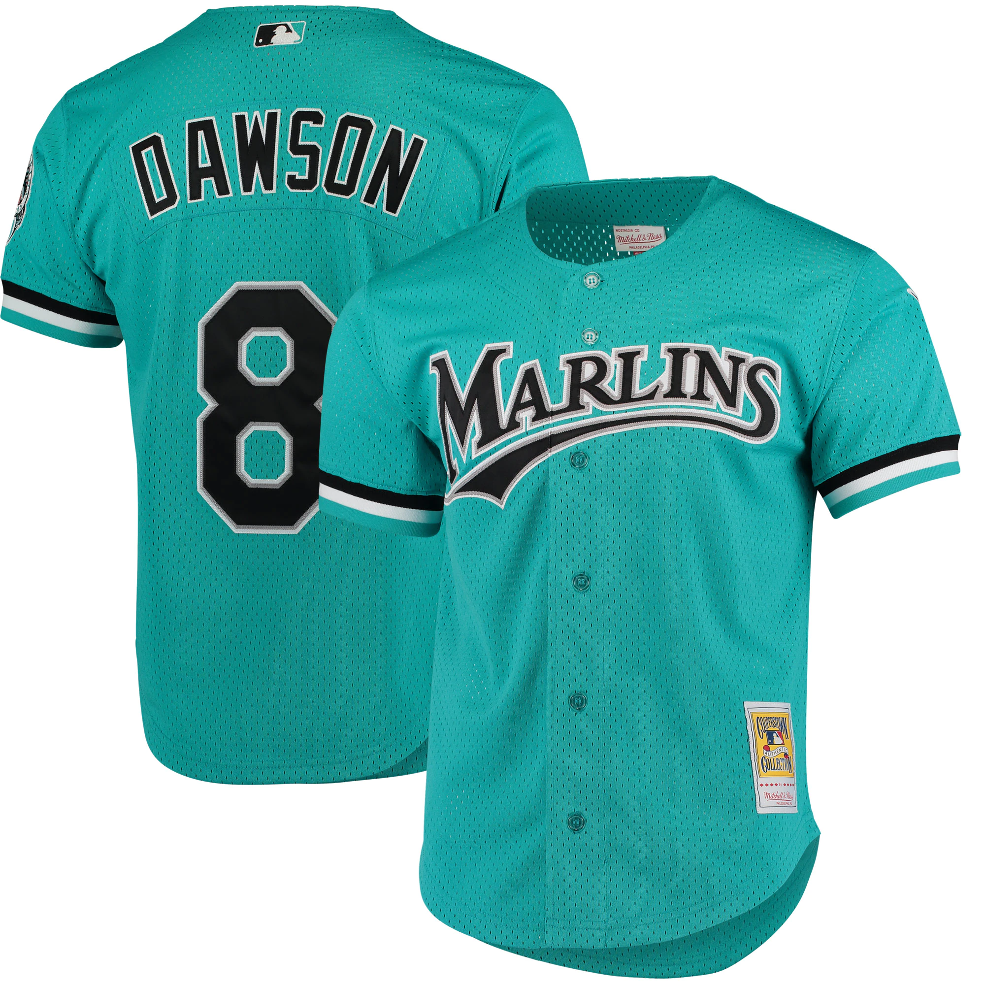 Andre Dawson Florida Marlins Fashion Cooperstown Collection Mesh Batting Practice Jersey - Teal