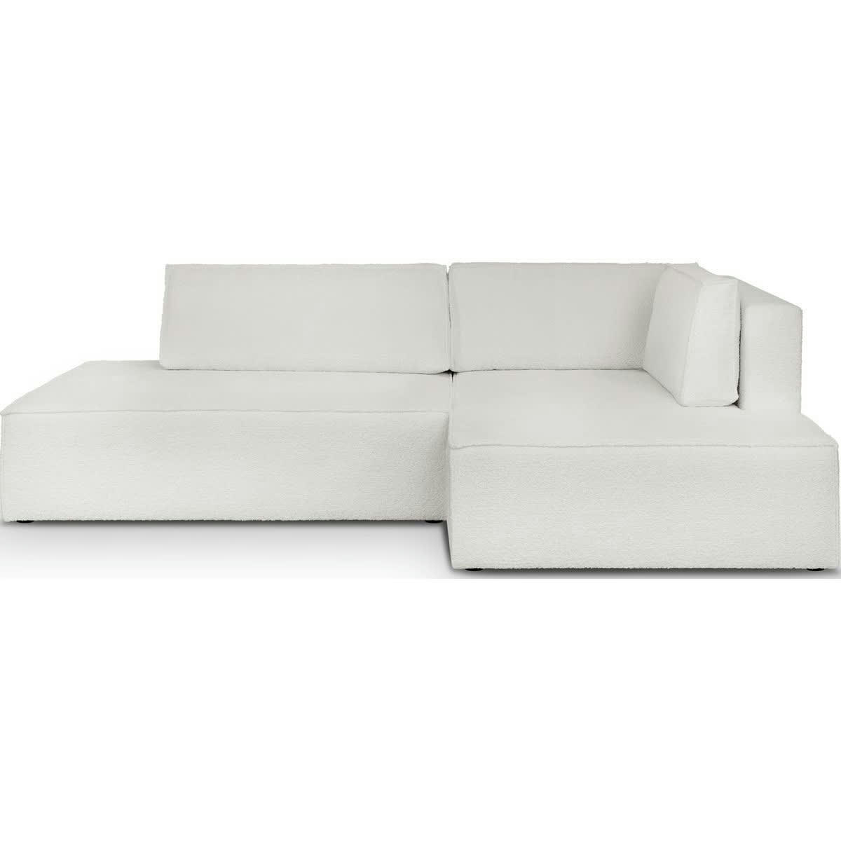 BARANI - Canapé d'angle à droite convertible 3 places en tissu bouclé écru