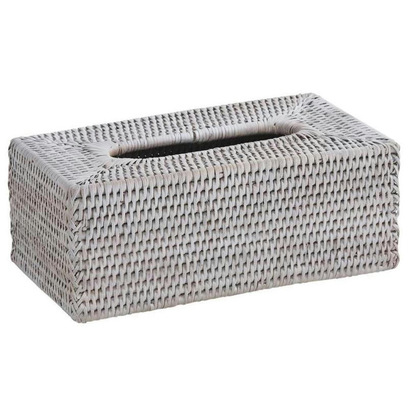 - Boite à mouchoirs en rotin rotin patiné blanc
