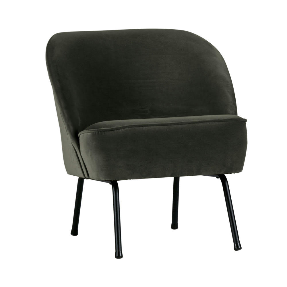 VOGUE - Fauteuil lounge en velours vert kaki