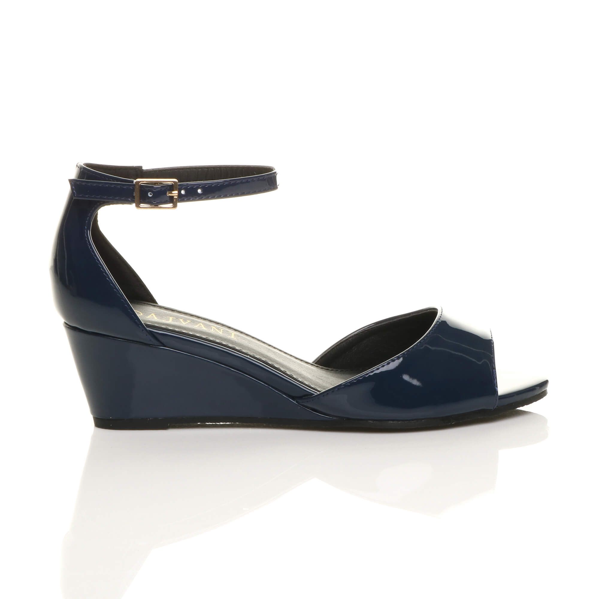 AJVANI Mid Wedge Heel Ankle Strap Sandals