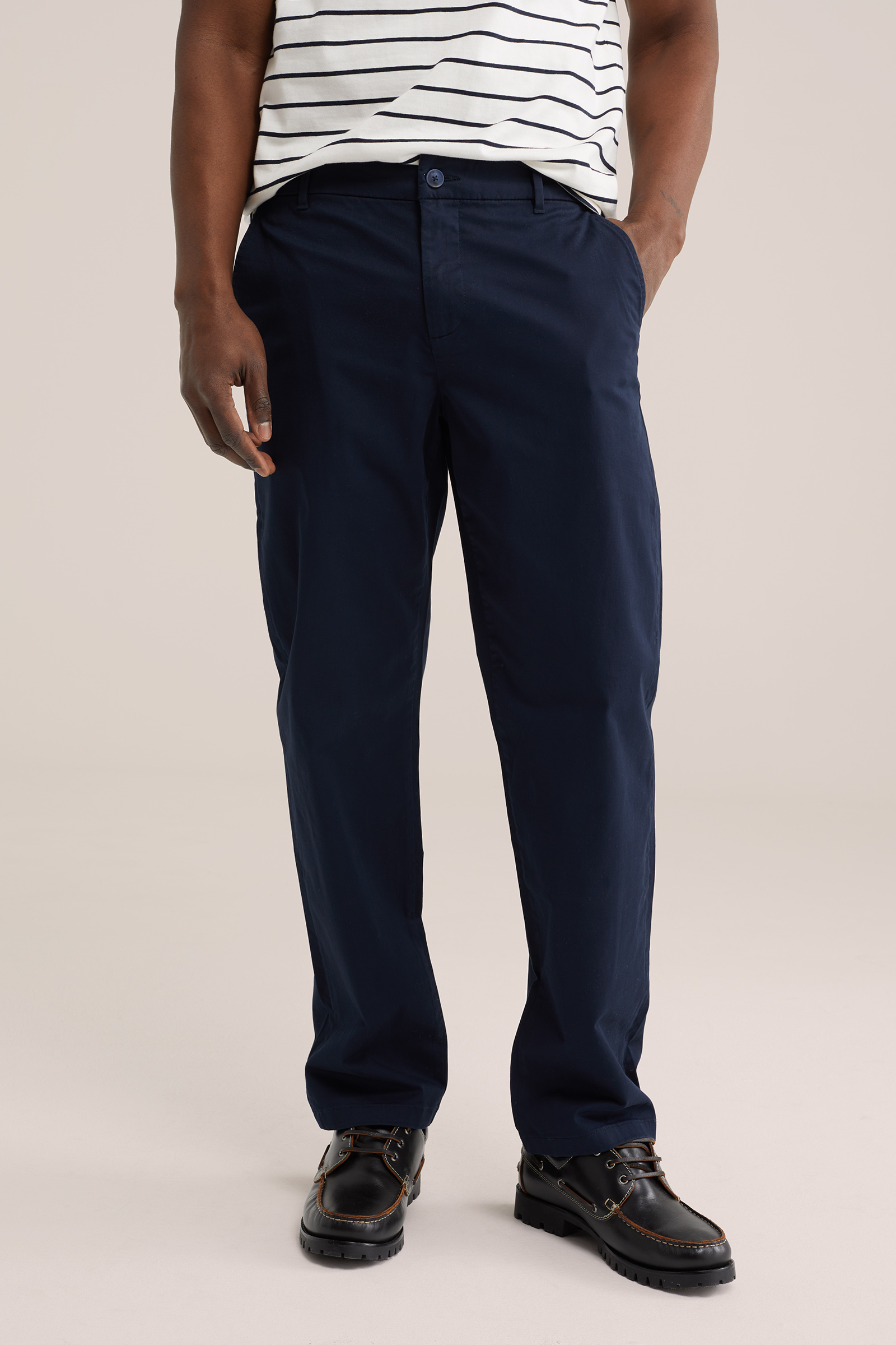 Heren regular fit broek met elastische tailleband