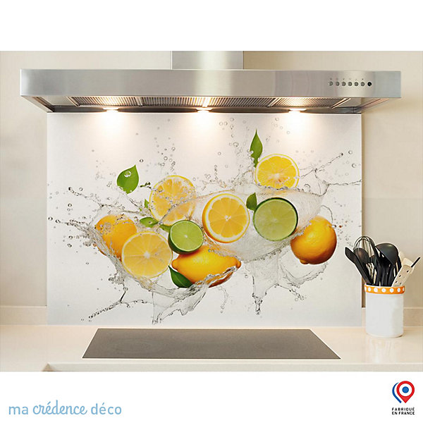 Crédence cuisine fond de hotte Bain de citrons 3 - Alu composite - L 70 cm x H 60 cm - MaCrédenceDéco