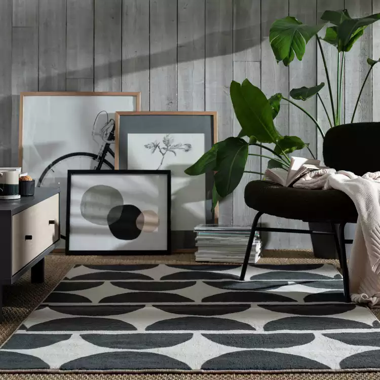 Habitat Mid Century Mini Geo Grey & White Cut Pile Rug