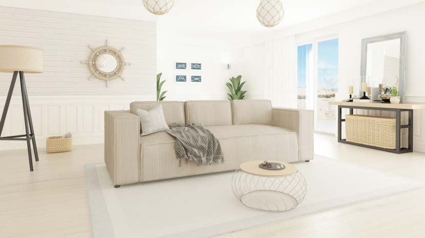 Ropez Cloe sofa 3 osobowa bez funkcji tkanina sztruks beż