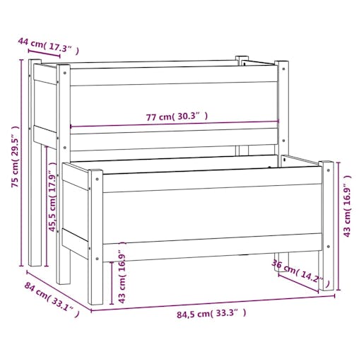 NNEVL Planter 84.5x84x75 cm Solid Wood Pine