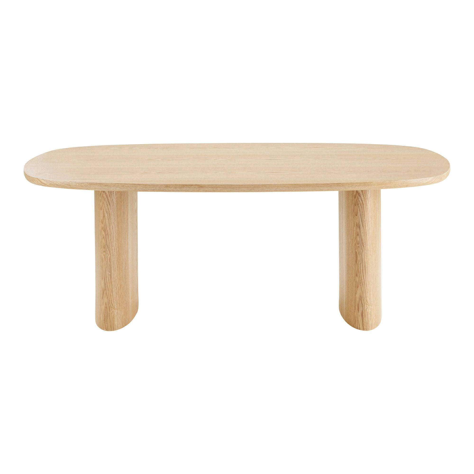 Table moderne placage bois clair pieds design, 210 cm MATERA
