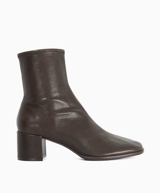 Pyro Brown - Leather Block-Heel Ankle Boots
