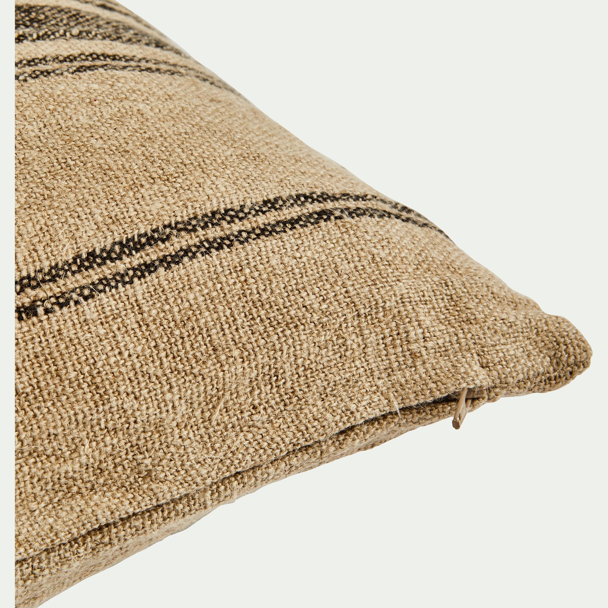 OASIS - Coussin à rayures en lin 30x50cm - naturel et noir