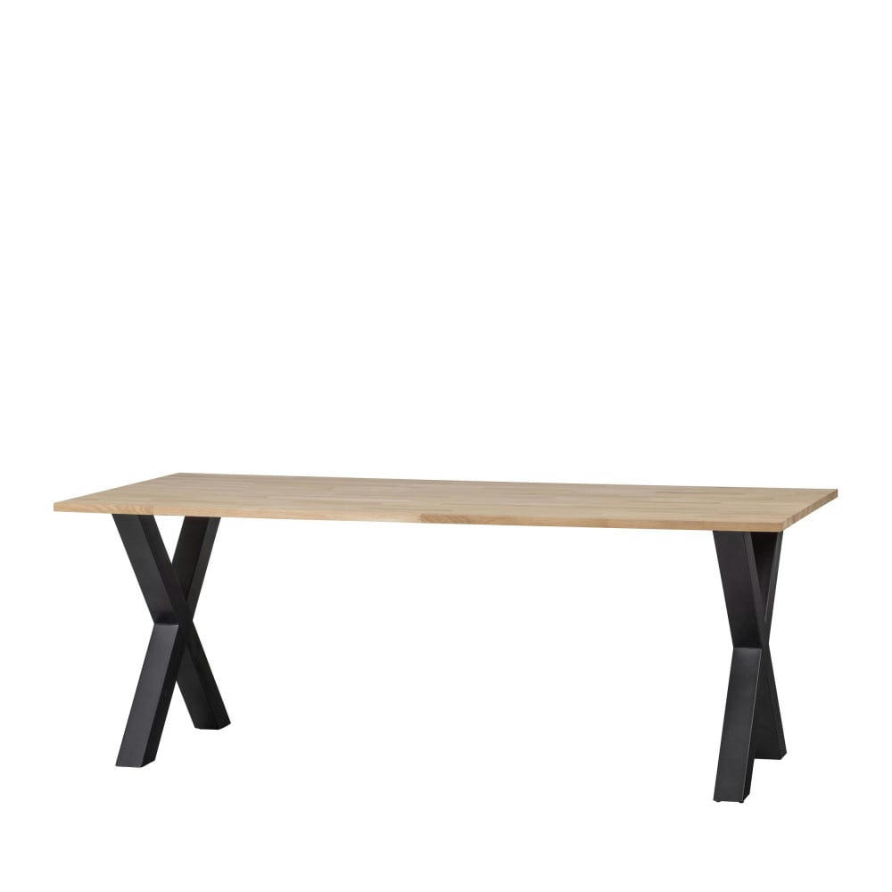 TABLO - Table à manger en bois piétement en X 220x90cm naturel