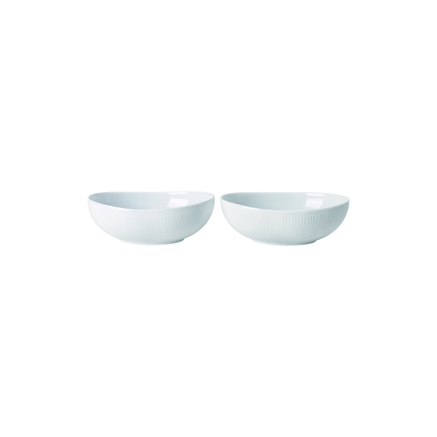 Hvid Riflet oval sk&aring;l 37 cl, 2 stk