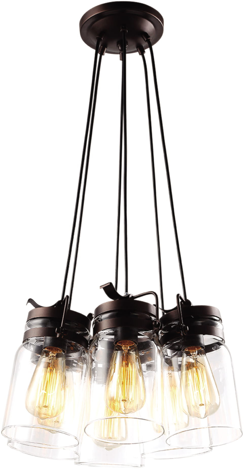 Lampa wisząca brązowo-przezroczysty RAVEN 6xE27x40W wym: 127x40x40 cm Kaja