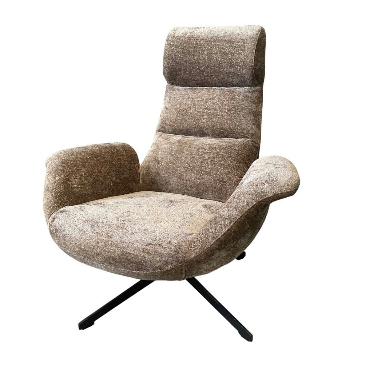 ASTI - Fauteuil rotatif en velours marron