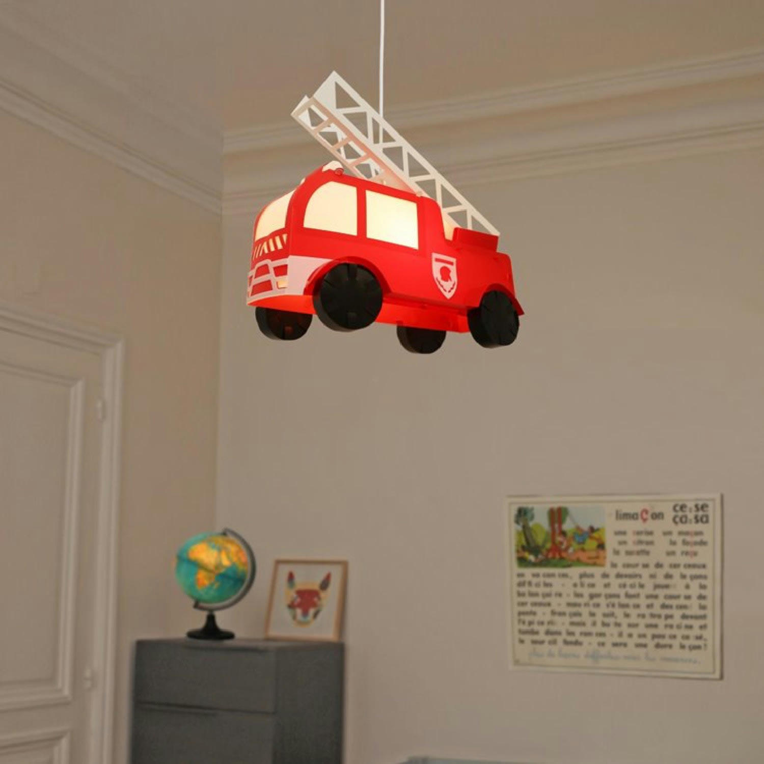 - Suspension enfants Camion de pompiers Rouge 38cm