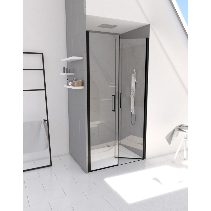 Porte de douche Saloon noir mat 90 x 200 cm AURLANE