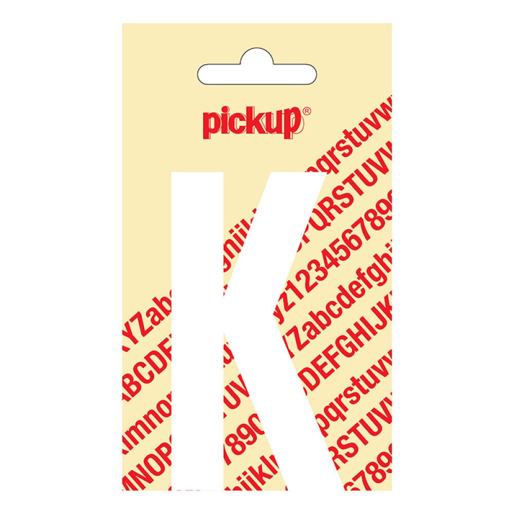 BOKSTAV PICKUP NOBEL K HVIT 90 MM SELVKLEBENDE