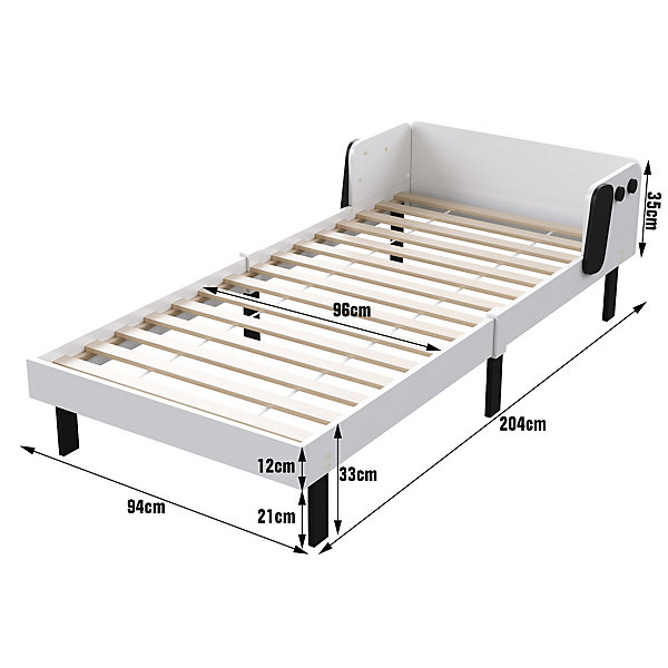 Lit Rembourré 90x200 cm en Forme de Chien avec Sommier à Lattes, Lit Enfant Unique pour Chambre, Blanc