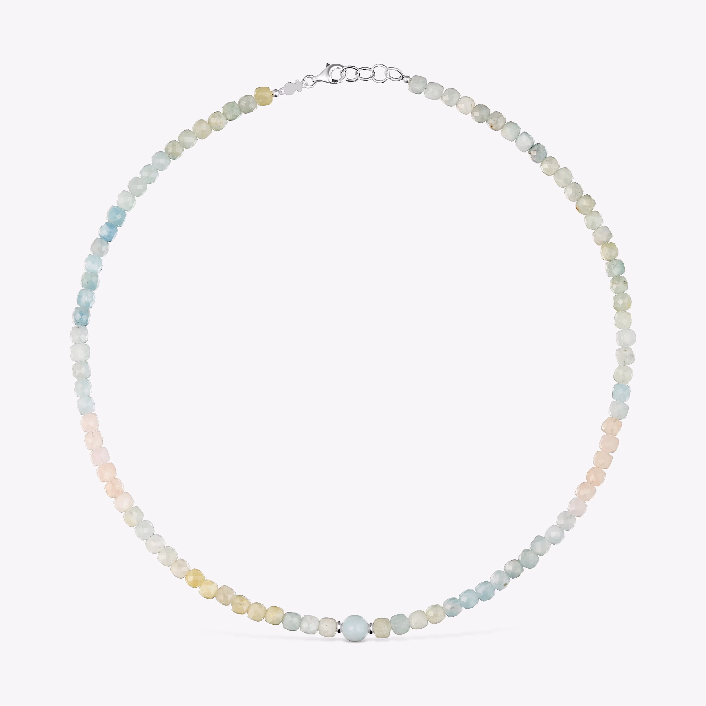 Collar corto de plata y berilos multicolor Basic Colors