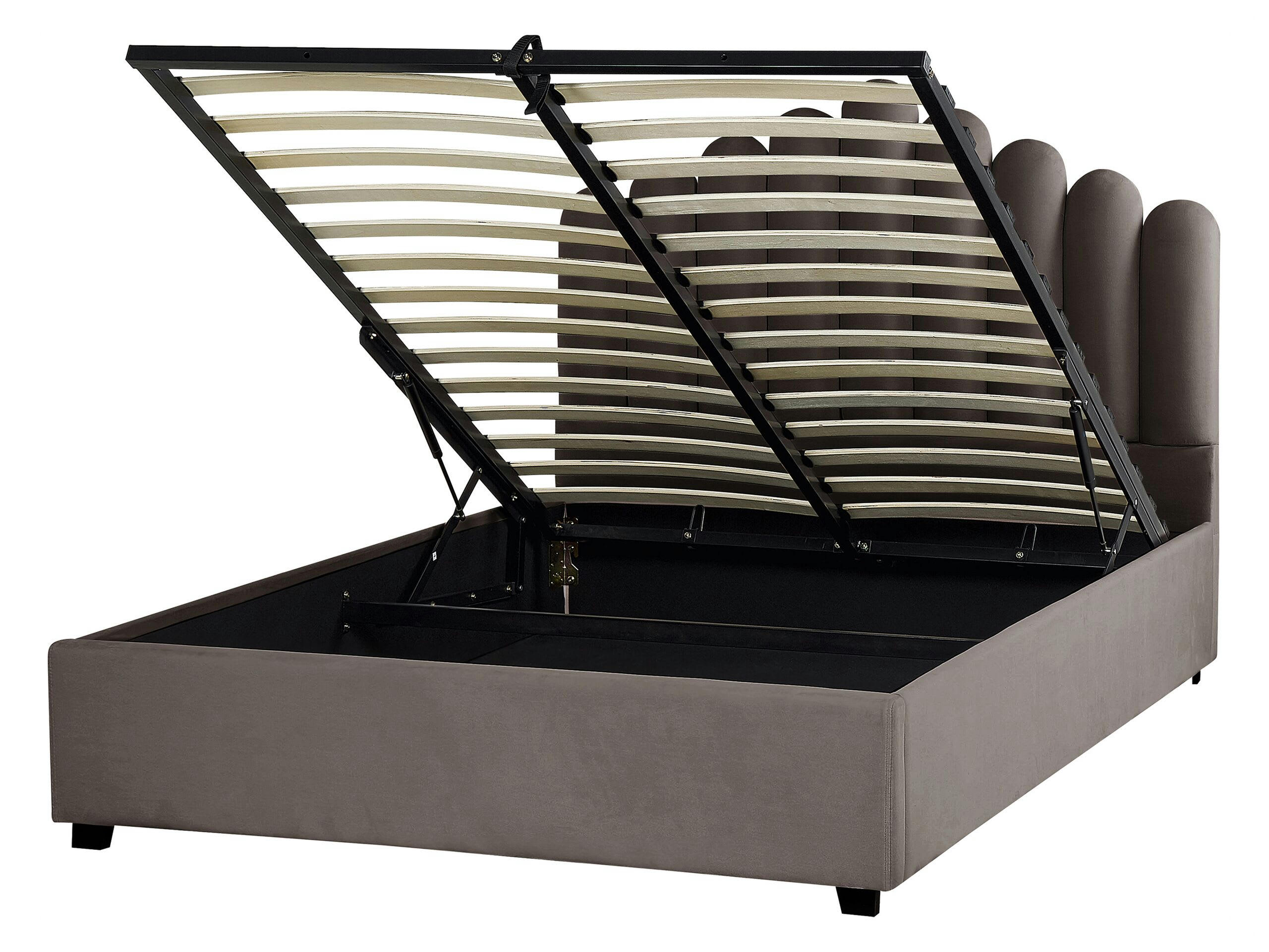 VINCENNES - Lit double en tissu beige 140x200