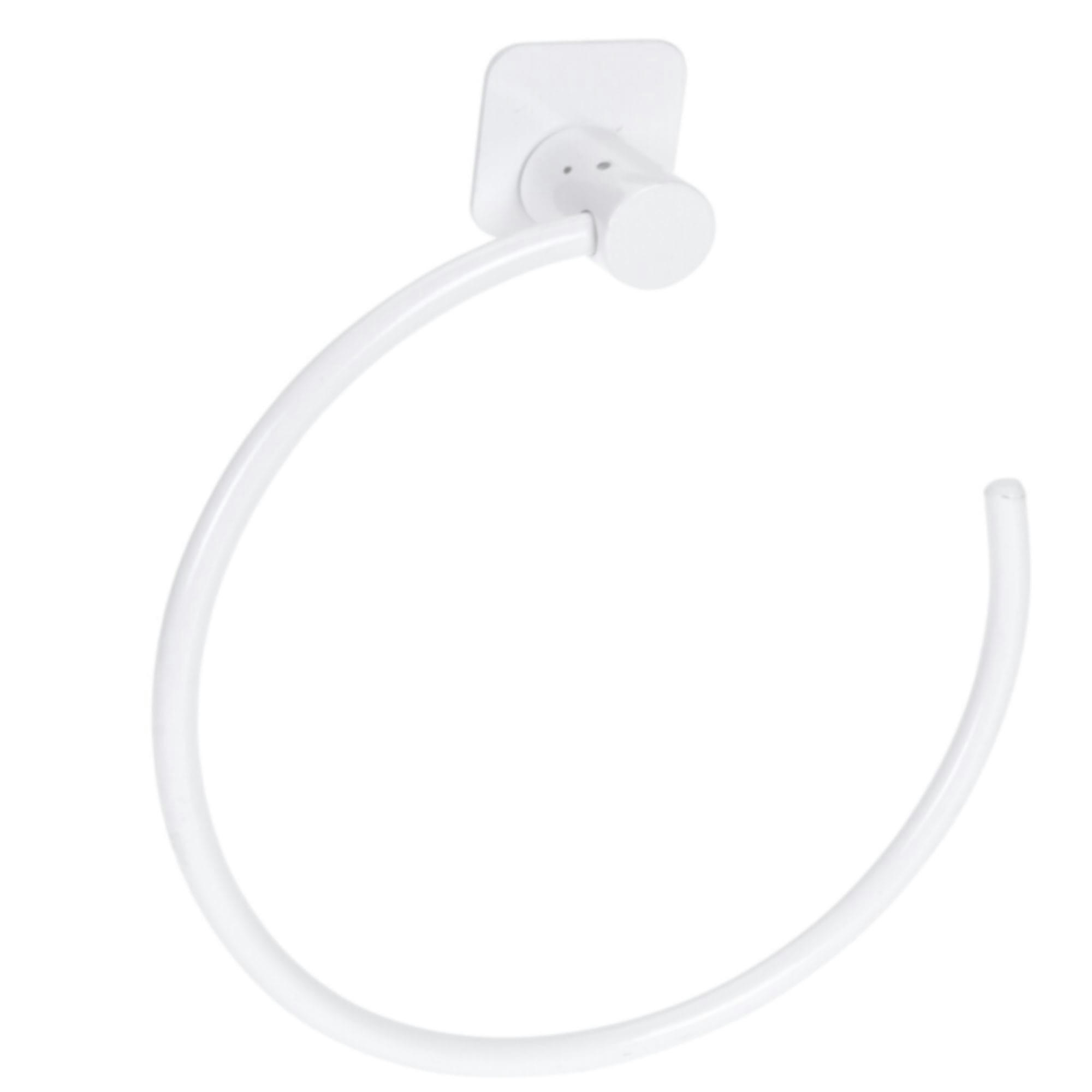 - Porte-serviettes anneau en métal blanc - 18x18cm