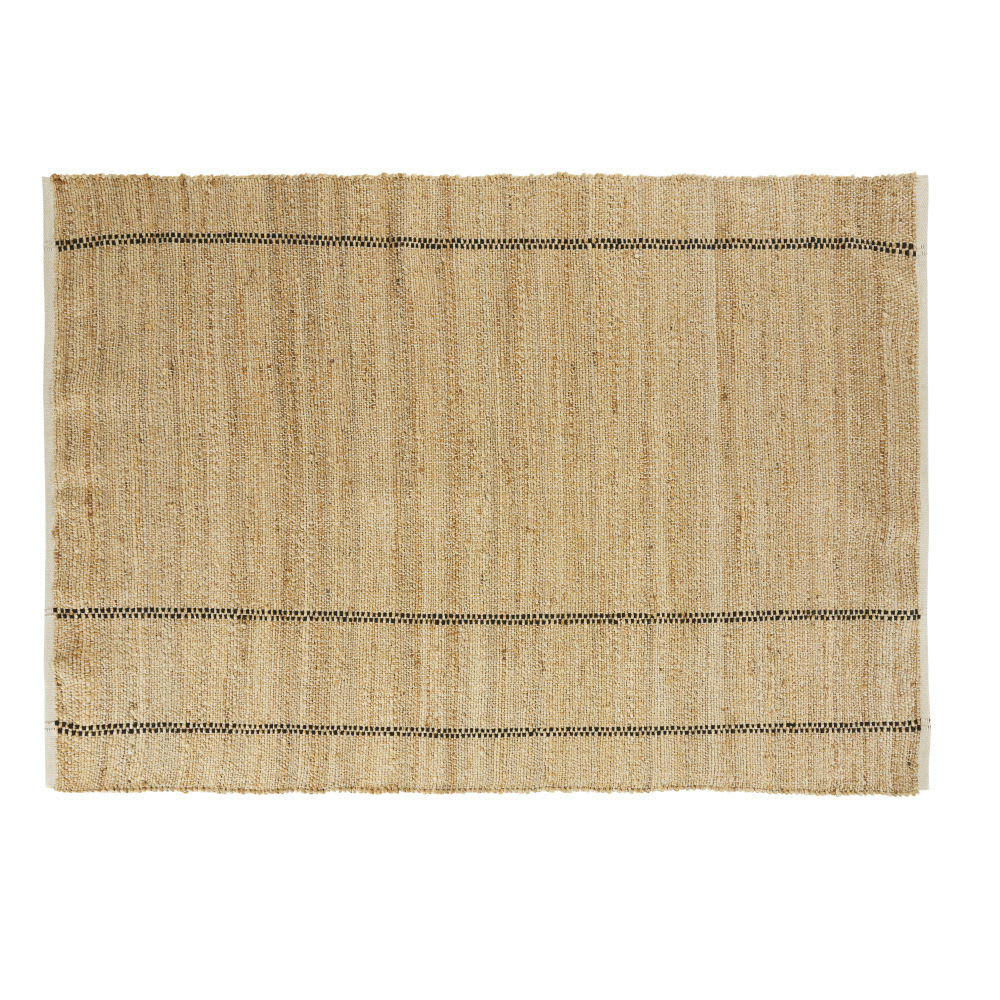 VIGNALETTA - Tapis en jute tissé et coton marron 140X200
