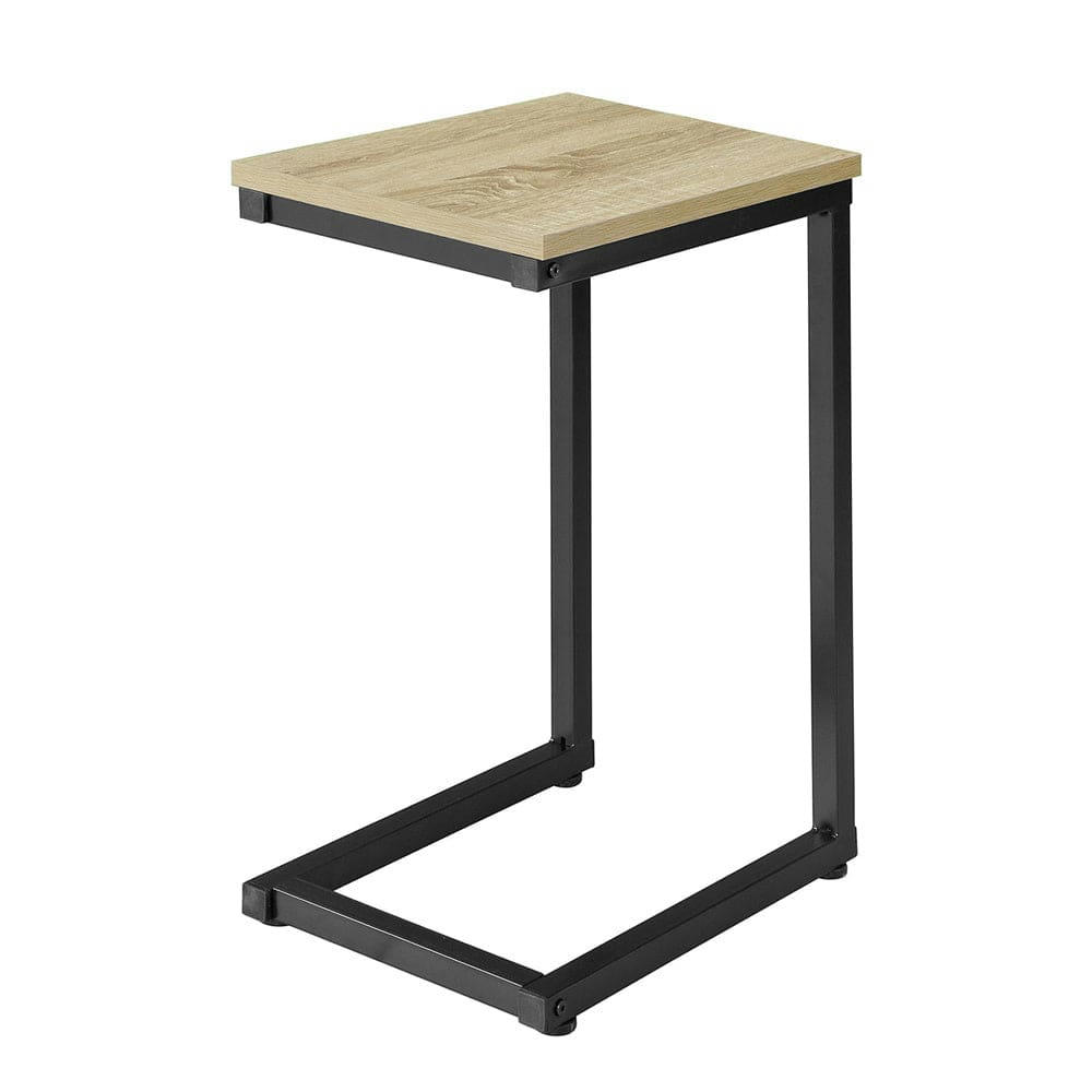 - Table d’appoint effet bois et métal noir