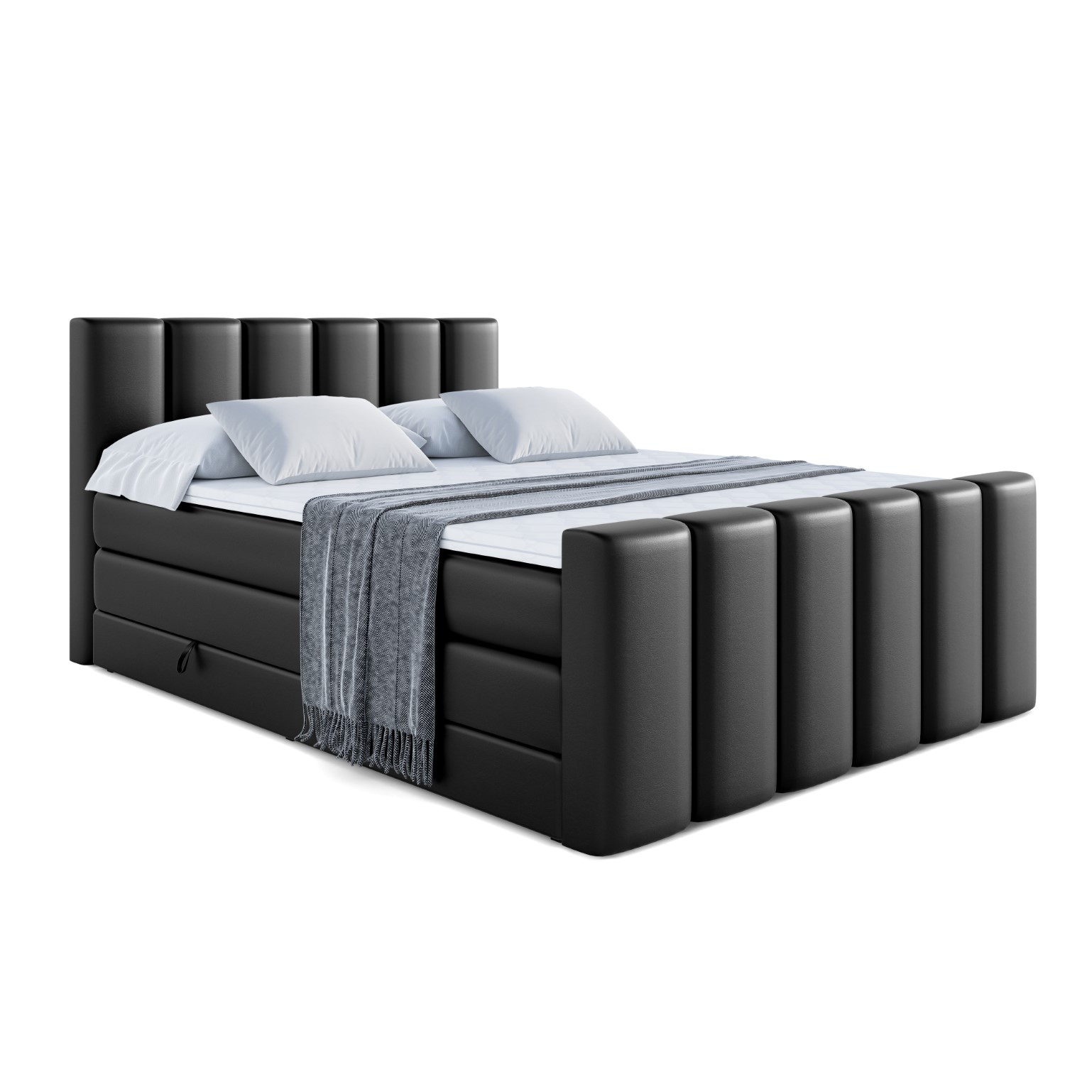 Łóżko kontynentalne z pojemnikiem i materacem H3|H4 BOXI1-Z KING 120x200cm
