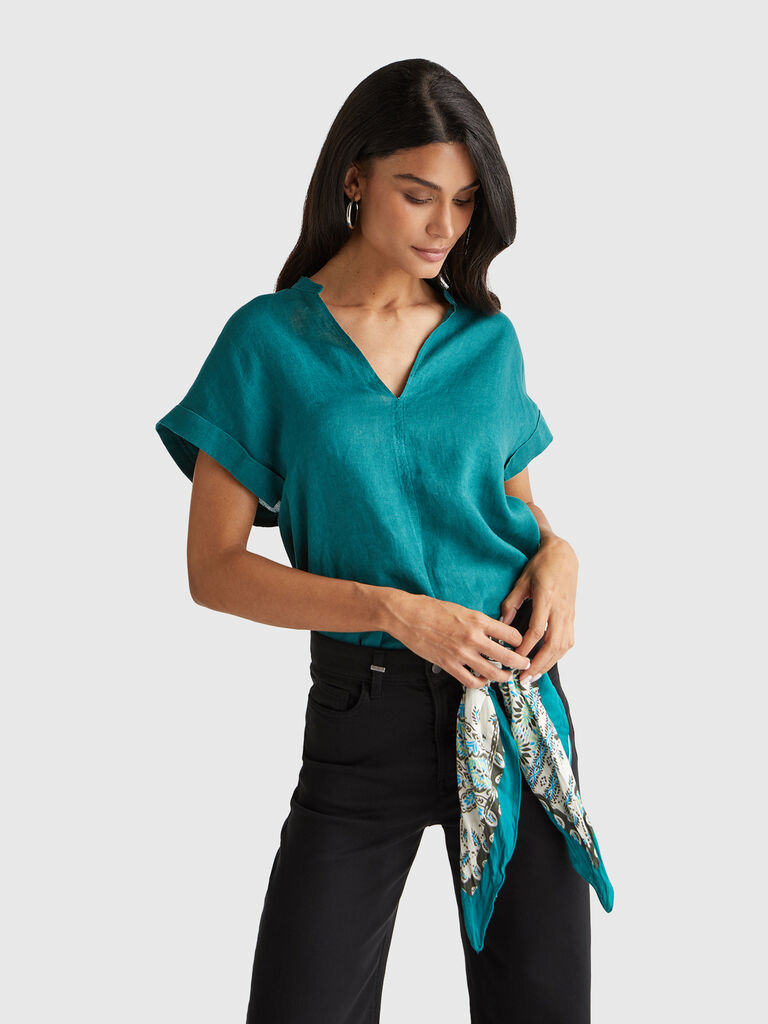 Blouse with V-neck