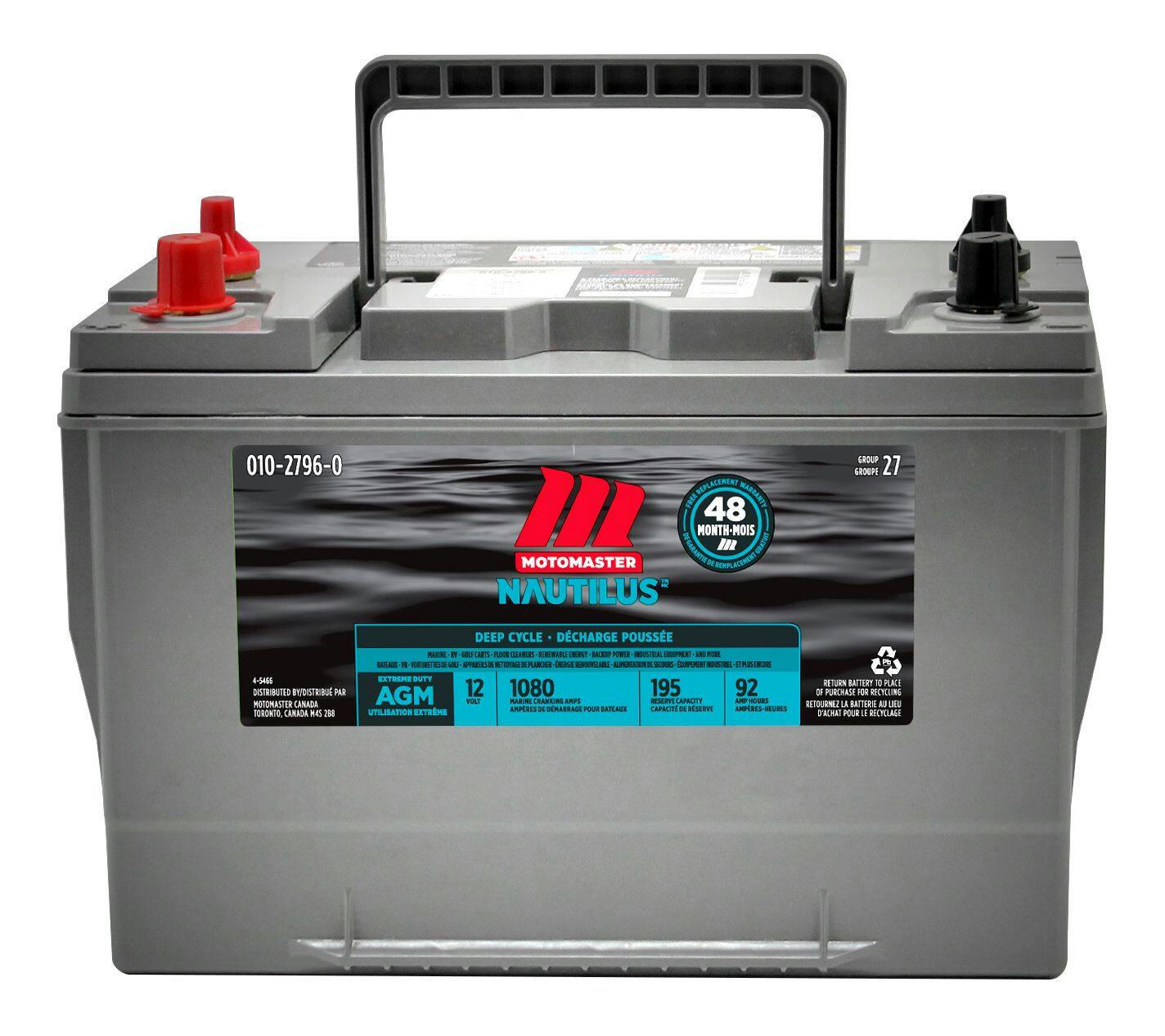 MOTOMASTER NAUTILUS EXTREME AGM Group Size 27 Battery