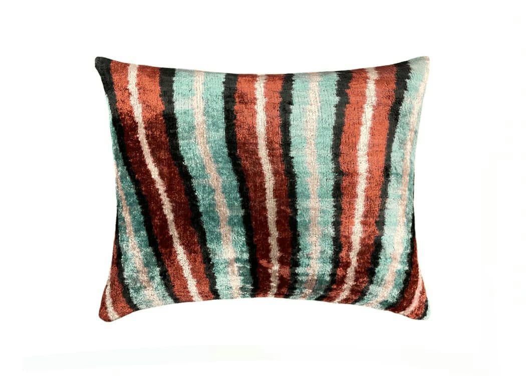 - Housse de coussin velours soie ikat  40x50 multicouleur