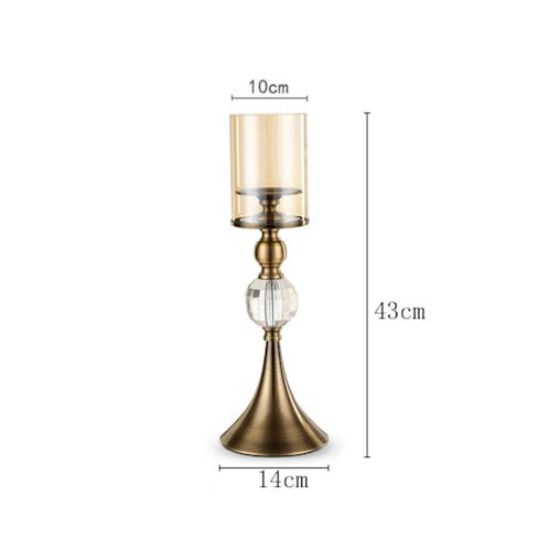 SOGA 2X 43cm Glass Candle Holder Candle Stand Glass/Metal