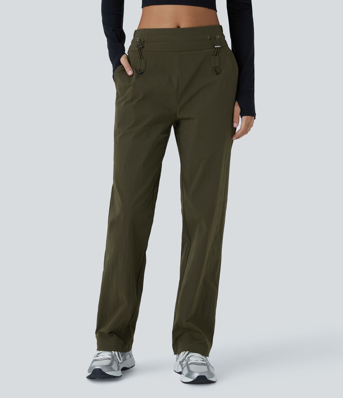 Pantalon décontracté résistant à l'usure, taille moyenne, cordon ajustable, poches latérales et coupe droite