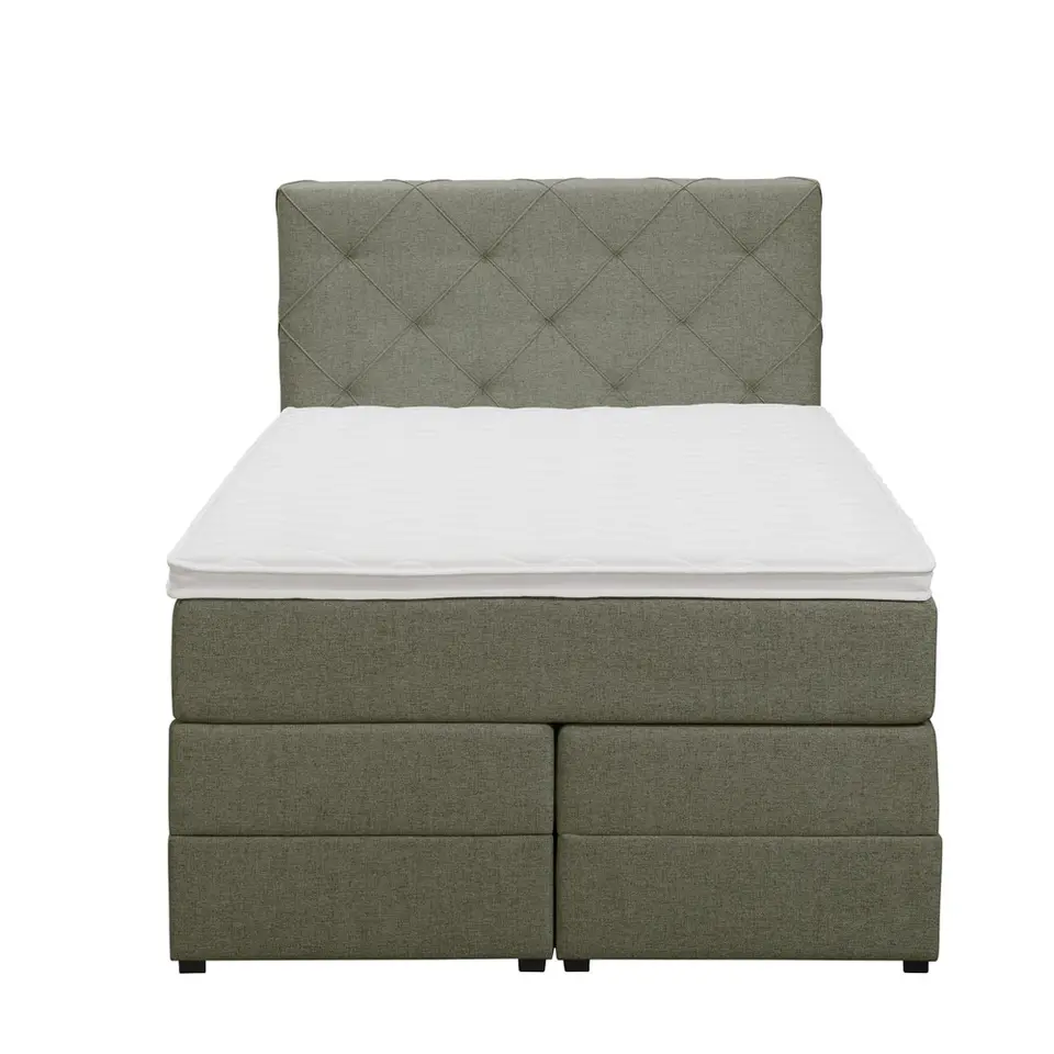 Boxspring met opbergruimte Liv geruit - groen - 120x200 cm