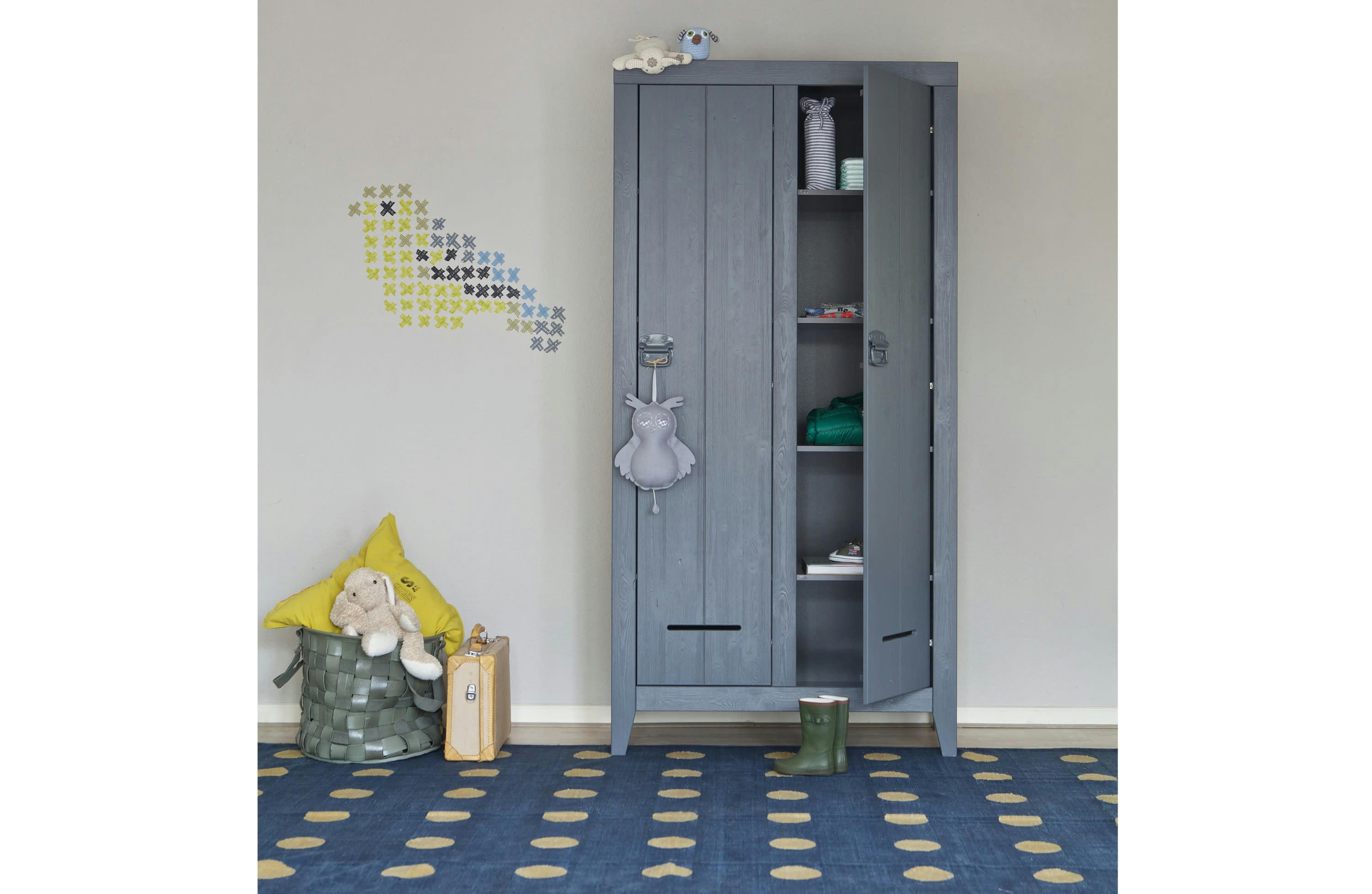 KLUIS - Armoire 2 portes en bois gris