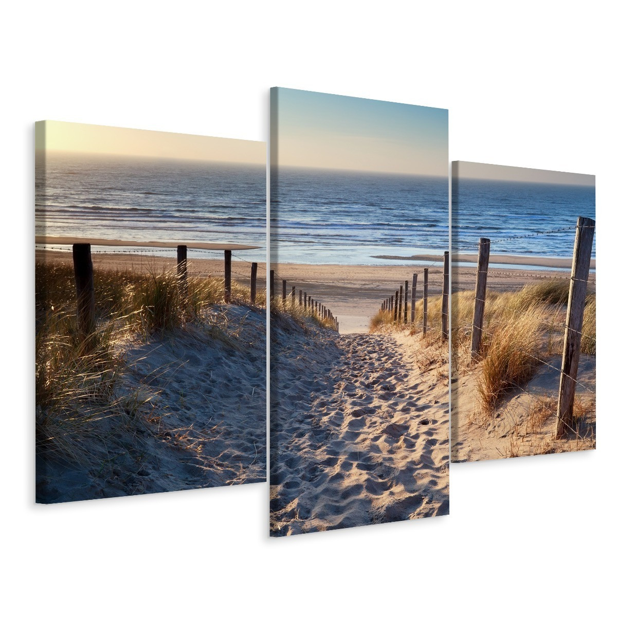 Obraz TRYPTYK Morze Plaża Wydmy Natura 3D 60x40cm